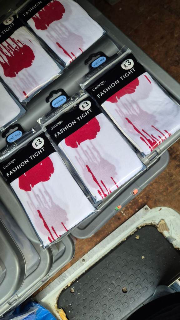 image for Small Medium large xlarge Halloween Skeleton Tights Fancy Dress Black White Fancy Dress adult