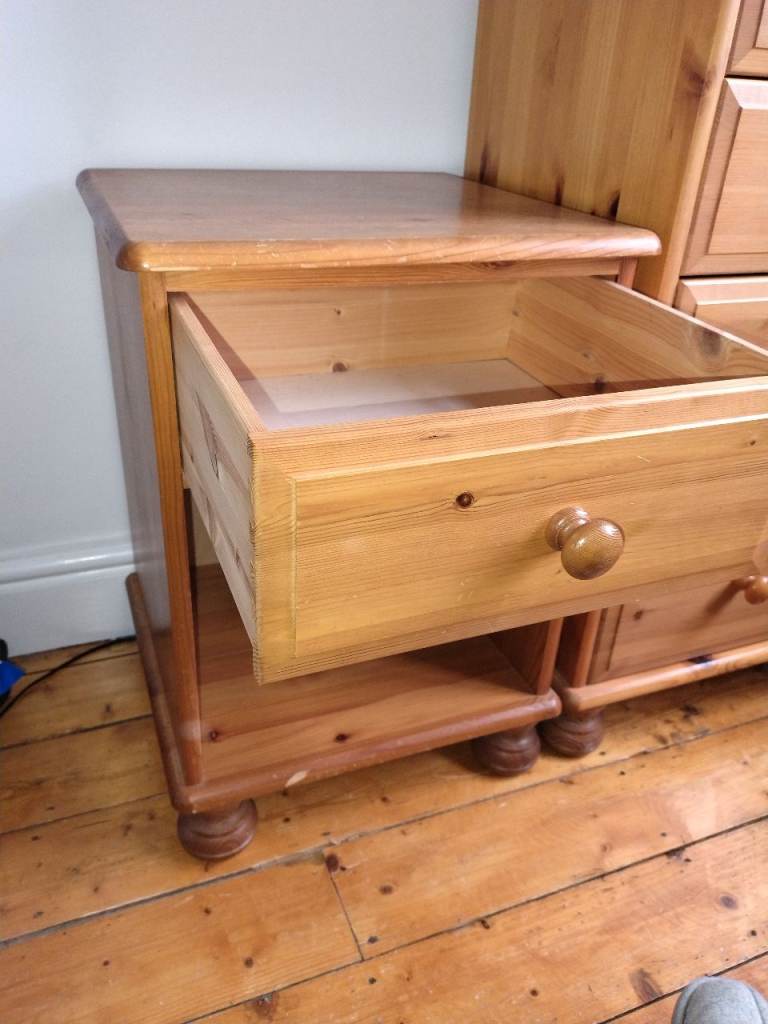 Solid pine bedside cabinet with drawer 