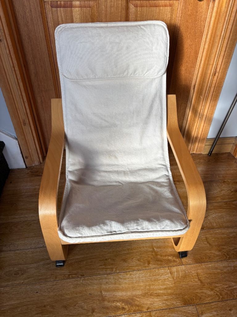 POÄNG Children's armchair (birch veneer frame and cream cushion pad)