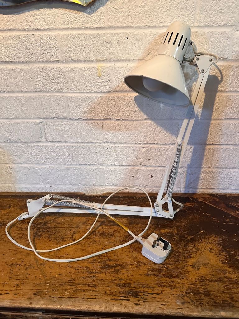 Vintage White Table Lamp Without Base In Working Order Adjustable Anglepoise