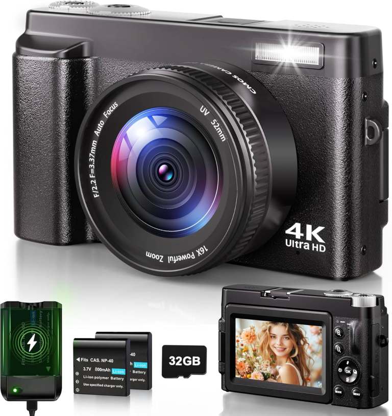 Digital Camera 4K, 48MP 16X Autofocus Digital Zoom Photo Camera