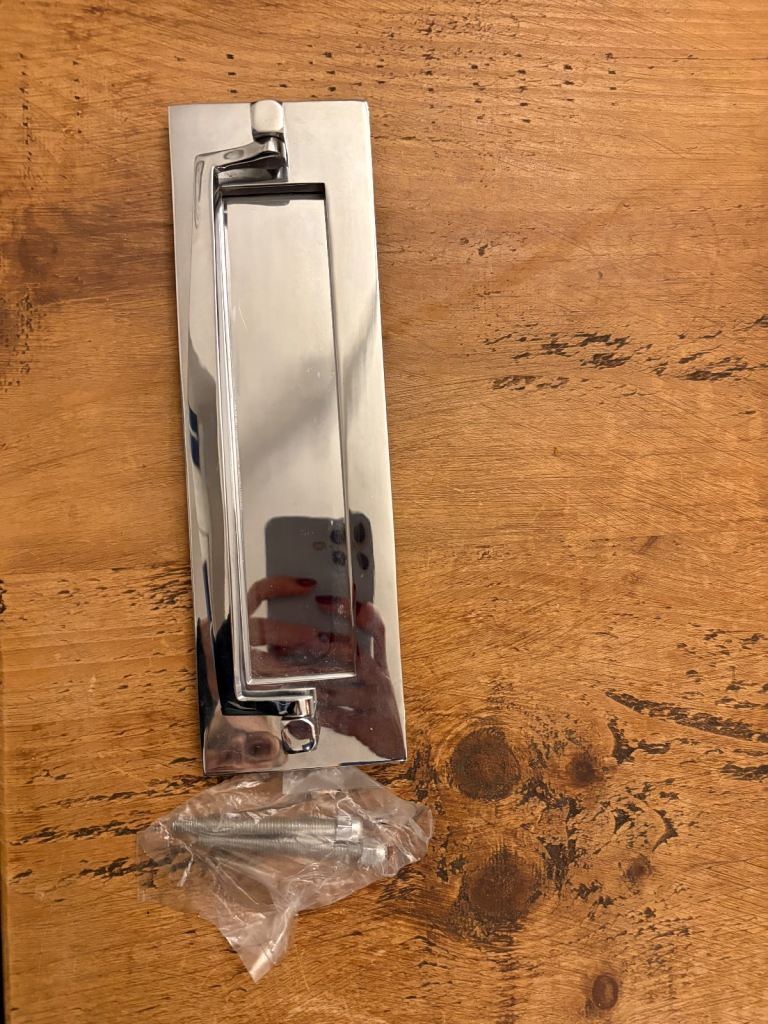 image for Polished Chrome Letter Box&Postal Knocker ~HIGH QUALITY~ Door Letterbox Plate