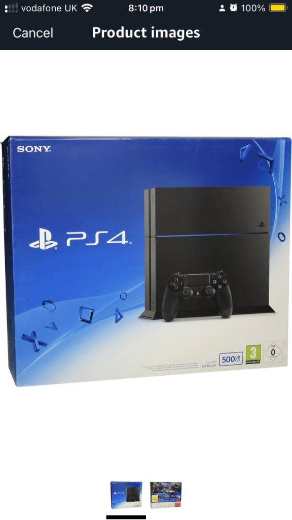 Sony PlayStation 4 Console 500 GB Edition Jet Black