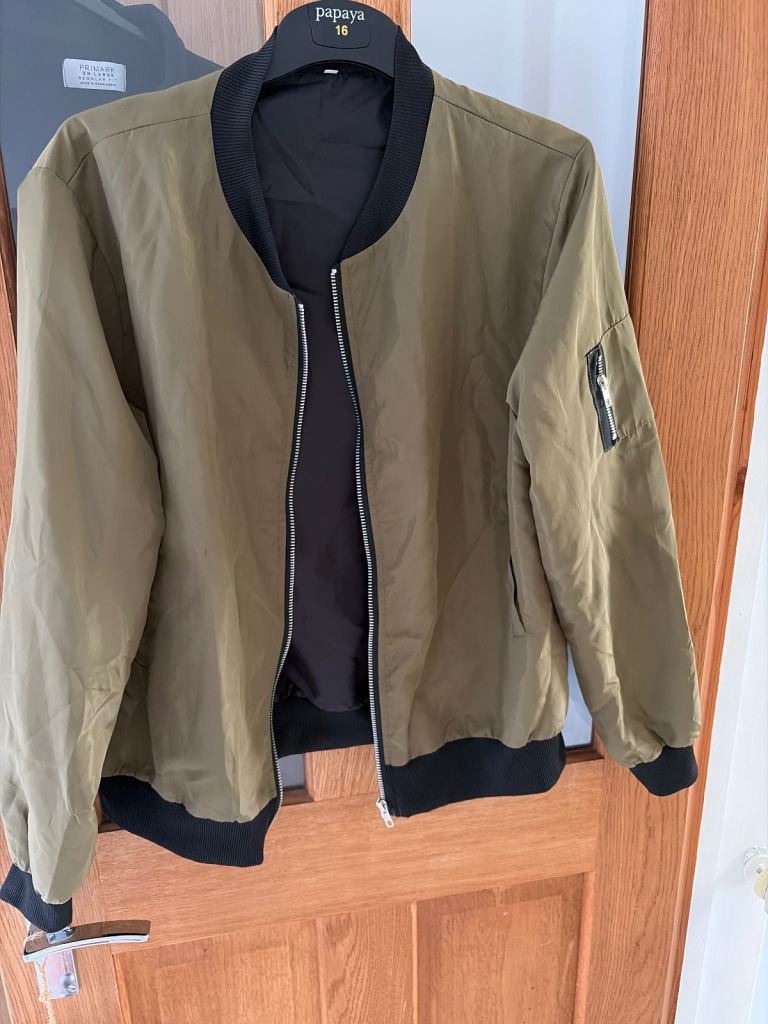 Shien Khaki Bomber Jacket – Good Condition, Size 16