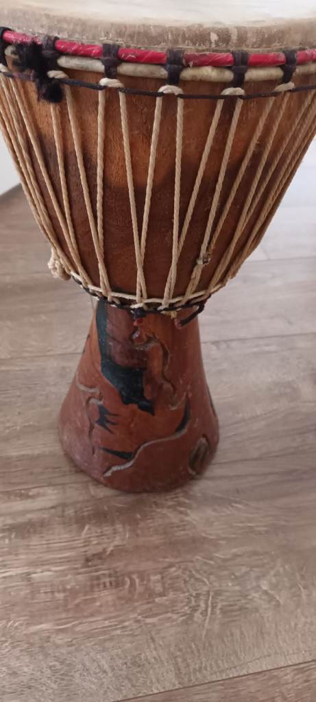 Hand carved African drum 