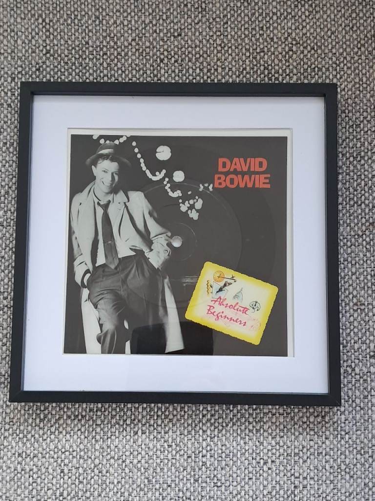 DAVID BOWIE- FRAMED RARE SQUARE PICTURE DISC - ABSOLUTE BEGINNERS - 1986