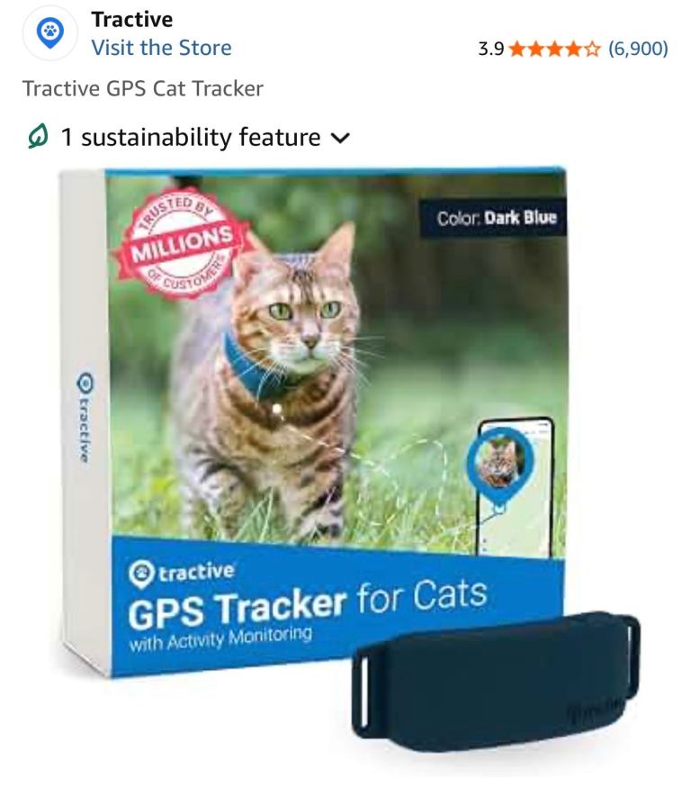 Tractive GPS Cat Tracker with Collar - Dark Blue