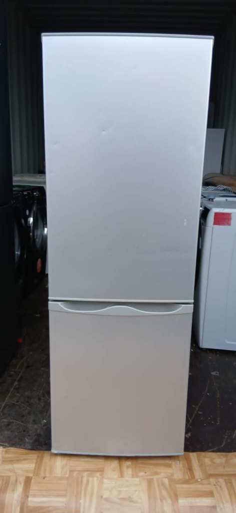 Silver two‑door refrigerator with bottom freezer