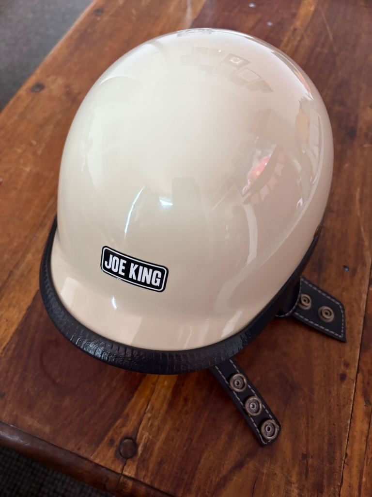 Joe King Derby Helmet white with black liner XL