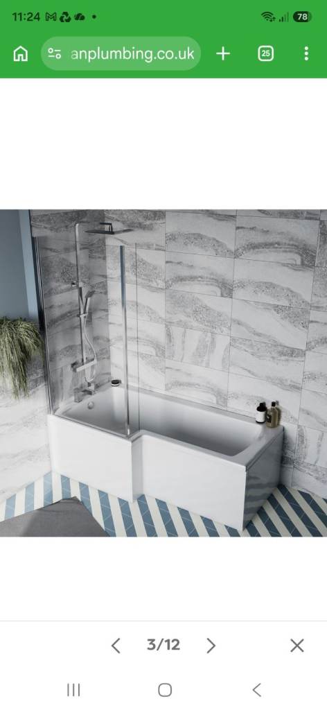 L shaped Victorian Plumbing shower screen