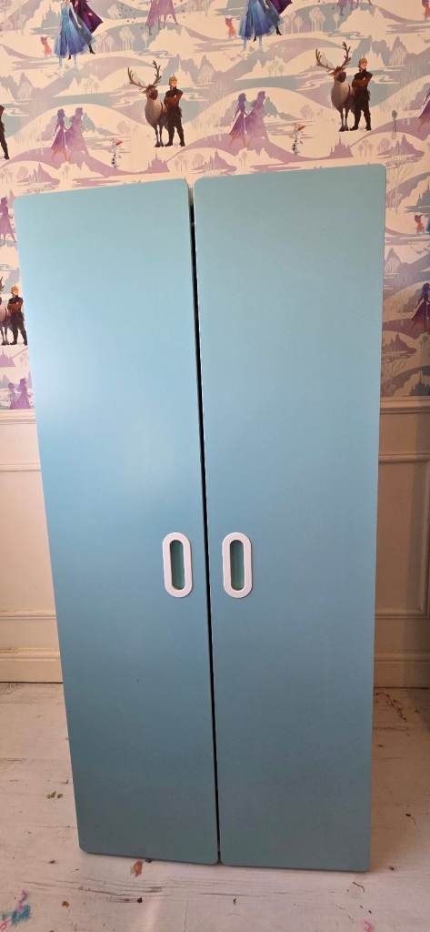 Kids Blue Two-Door Wardrobe - Good Condition