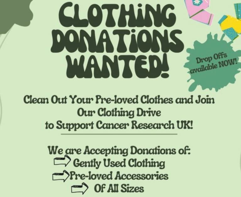 Clothing Donations Wanted! Support Cancer Research UK