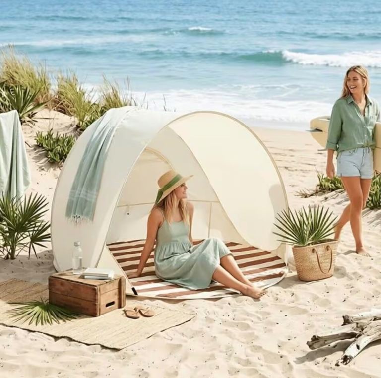 New Pop-Up Beach Tent / Sun Shelter – Beige