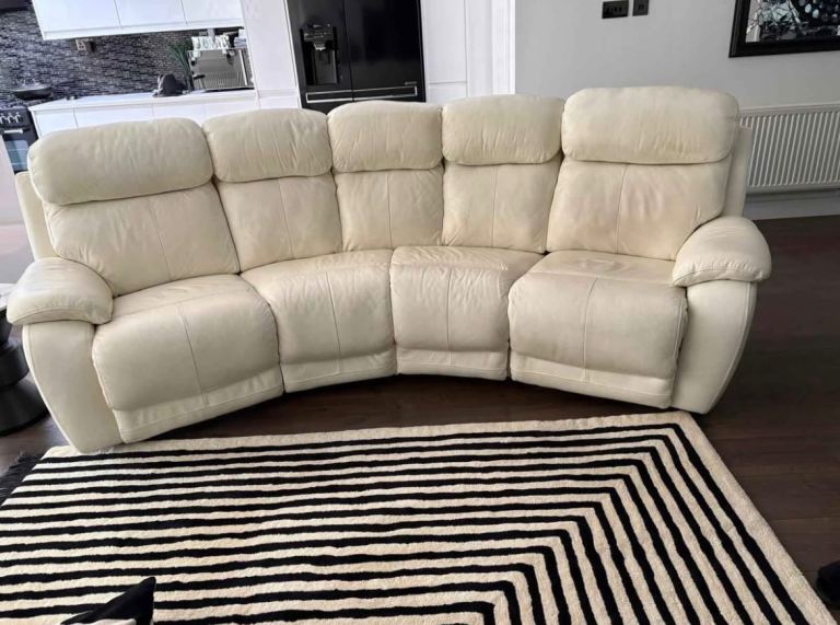 Cream Leather Recliner Corner Sofa - Delivery Available!