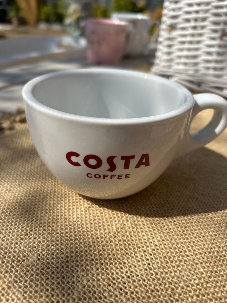 Costa Coffee Ceramic Cup - White, Good Condition