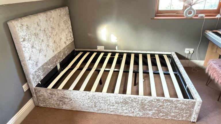 Crushed velvet double lift up storage bed