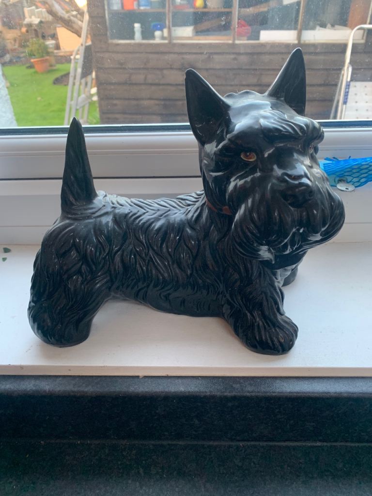 Antique black ceramic Terrier