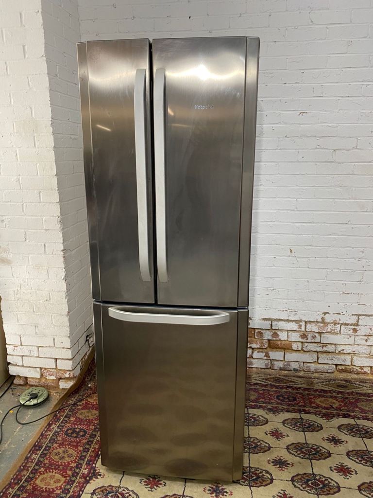 🚚Beautiful HotPoint 70 CM Wide Stainless Steel French Style Fridge Freezer 