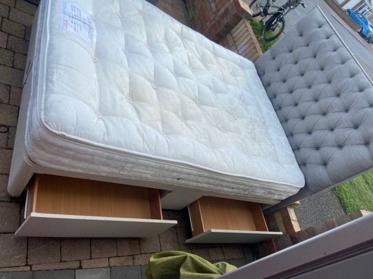 Laura Ashley Double Bed with Mattress & Headboard – Good Condition