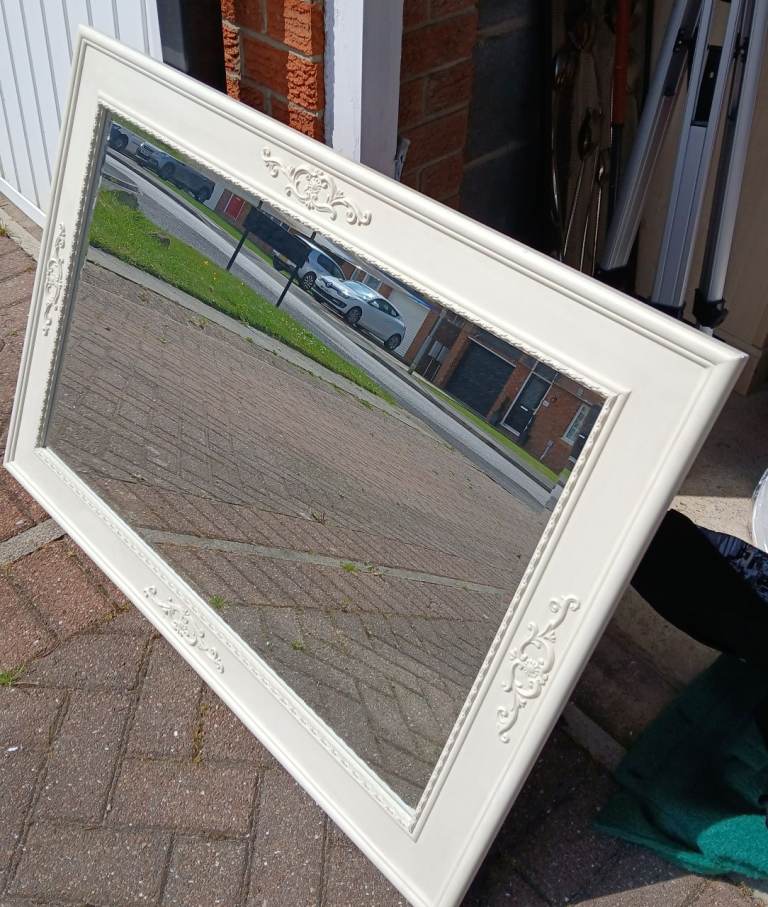Cream French Style Ornate Wall Mirror - Large