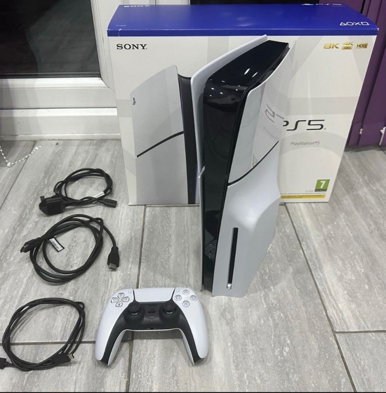 image for Sony PS5 Slim Disc Edition 1TB Console with box.