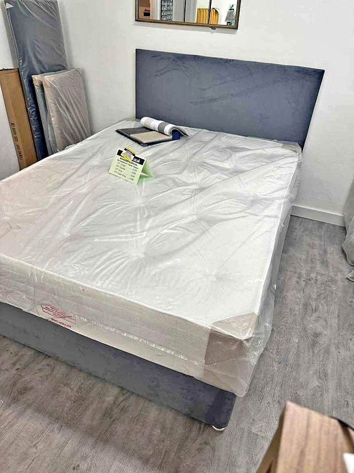 Big Day Sale !! New Double Divan bed base With Headboard + Mattress 