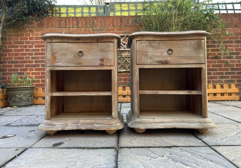 image for Stunning Pair of Loaf Avril Weathered Wood Bedside Tables - Good Condition 