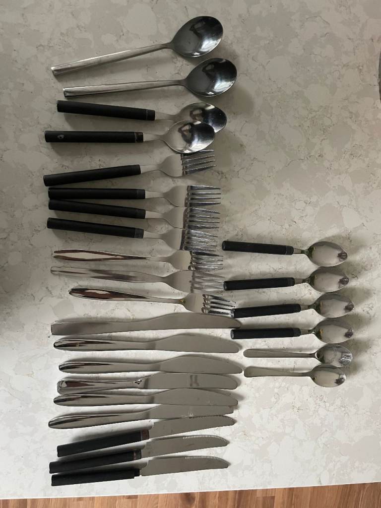 Mixed Cutlery Set - Spoons, Forks, Knives, Good Condition