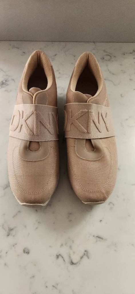 DKNY Ladies Biege Slip On Trainers