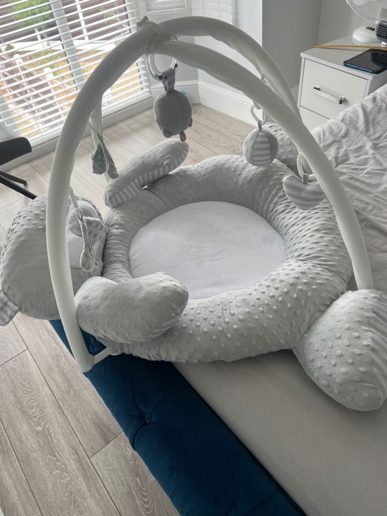 Baby Play Mat & Gym with Hanging Toys – Grey, Good Condition