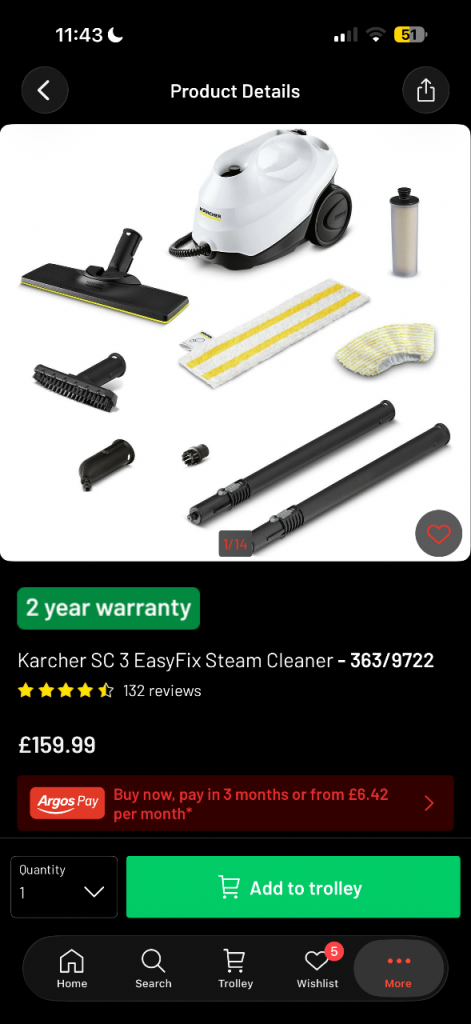 Karcher SC 3 EasyFix Steam Cleaner - Brand New