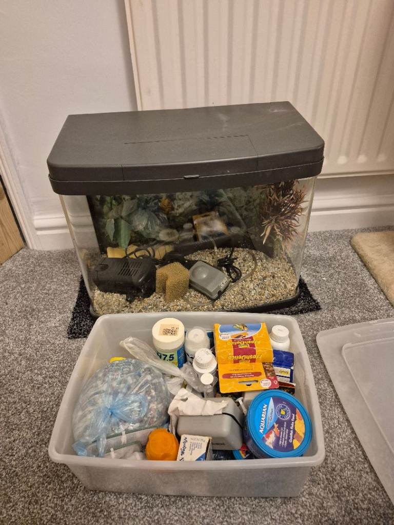 Love Fish Panorama Aquarium Fish Tank Black 40L & ACCESSORIES