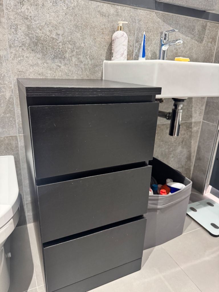 Ikea 3 Drawer chest Black