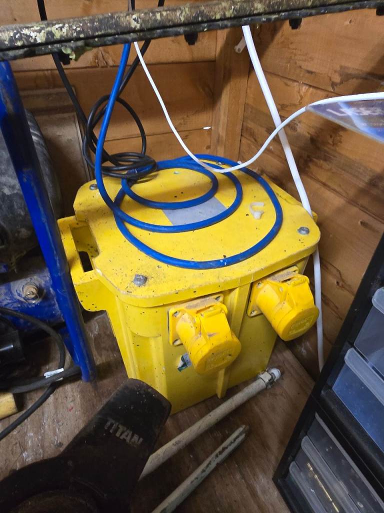110v transformer, mitre saw x2 and a compressor and router