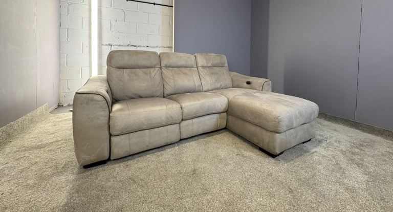 Large Beige Suede L shape recliner sofa DELIVERY AVAILABLE 