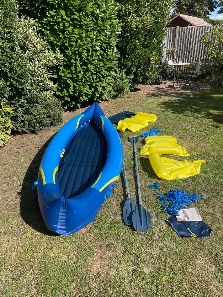 Crivit Inshore 335 VI Inflatable Kayak - Blue/Yellow, Good Condition