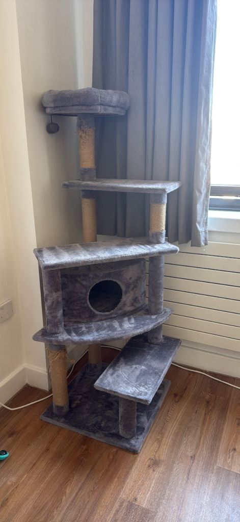 Used Lily Climb & Hide Cat Tower Grey