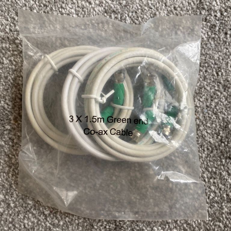 Green end co-ax 1.5m cables x3