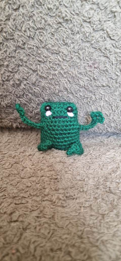 Handmade crochet mini leggy frog