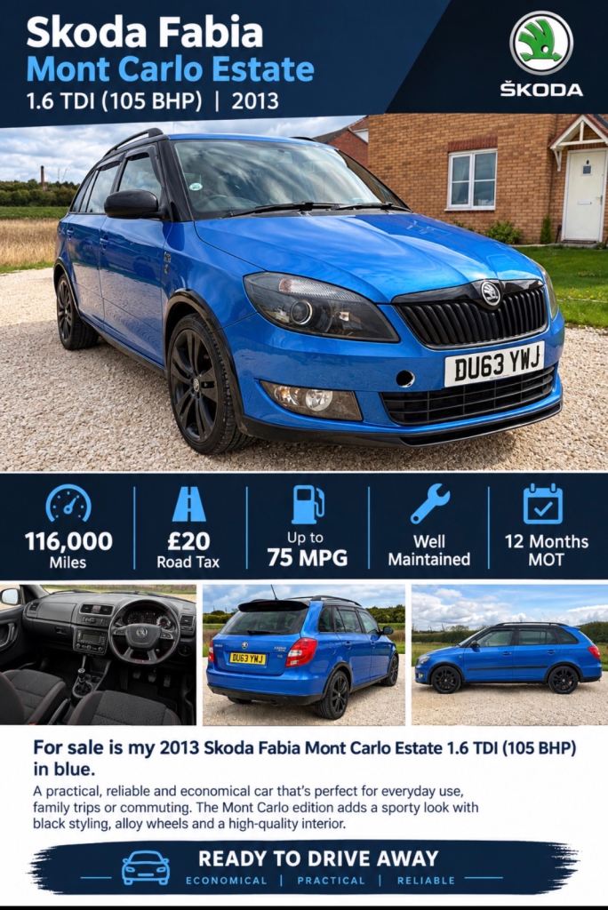Skoda, FABIA, Estate, 2013, Manual, 1598 (cc), 5 doors