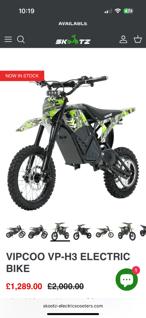 VIPCOO h3 electric dirt bike 