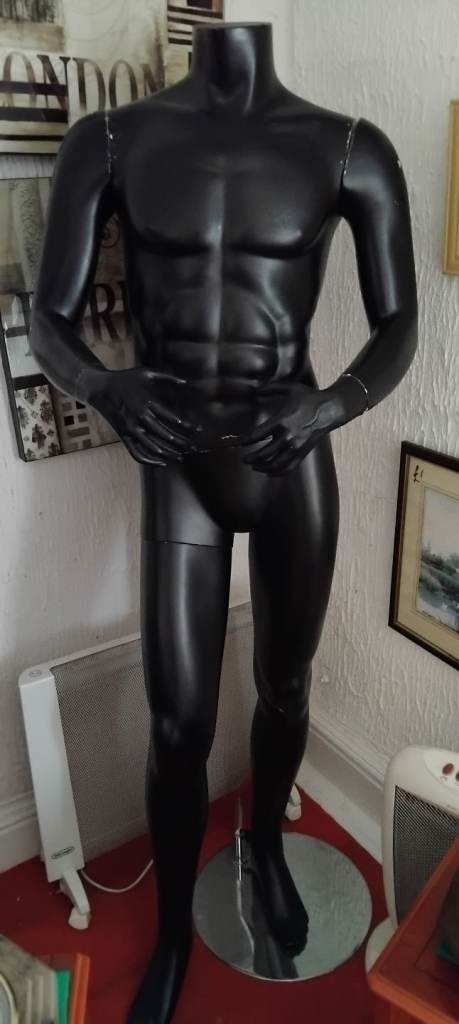 Male mannequin on chrome base strong sturdy item 6 feet tall shop display man cave etc.