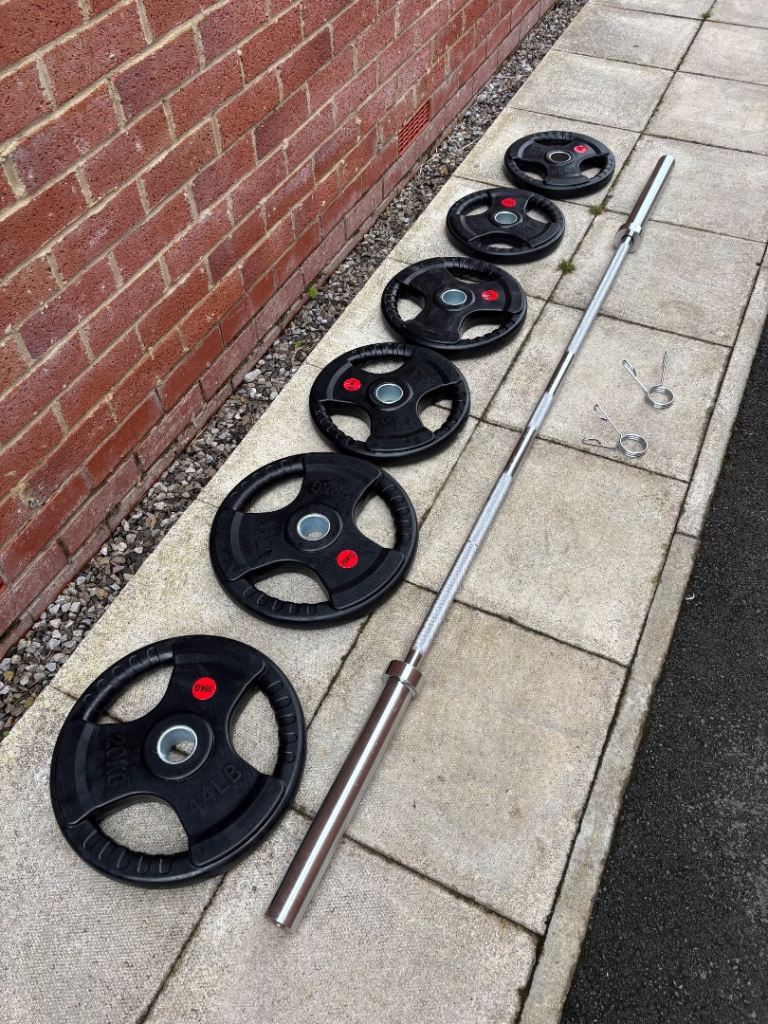 90kg Olympic weights and 7ft barbell
