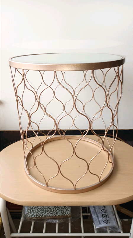 Rose gold mirrored side table