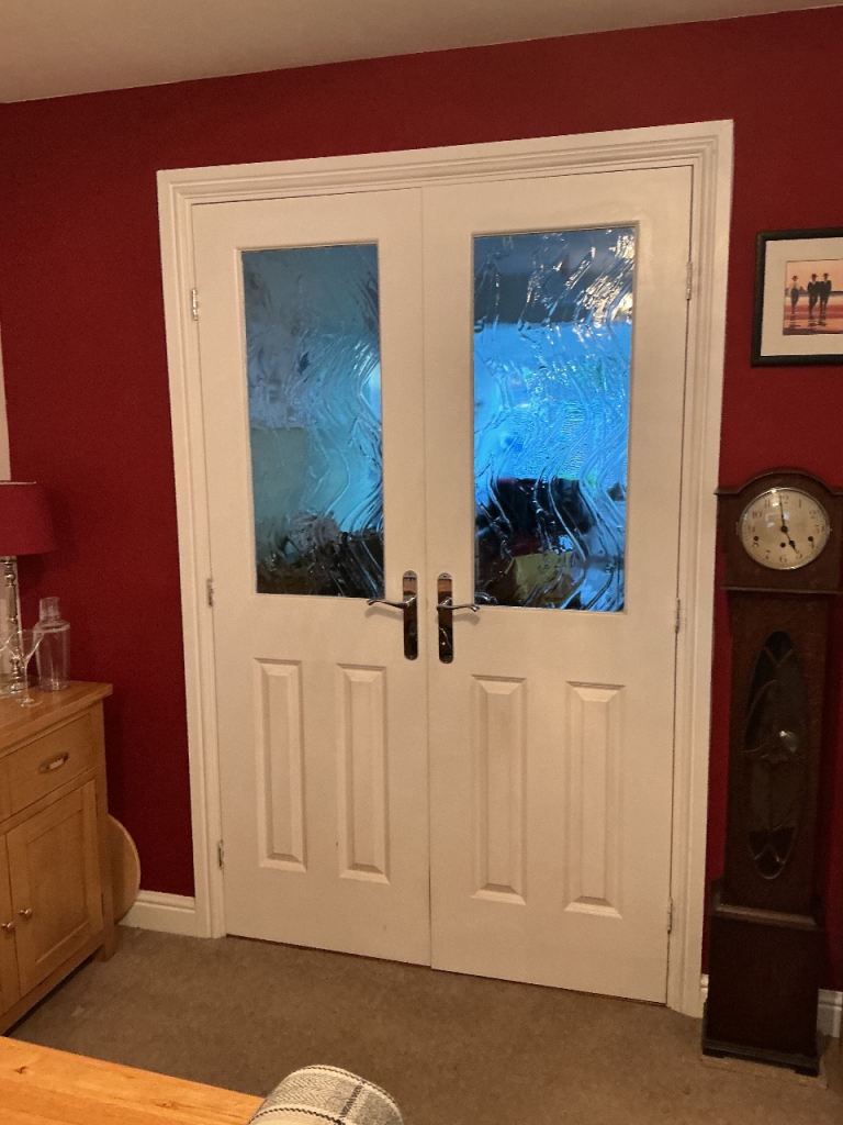 FREE White  Metric Internal Doors with Frosted Glass Panels – Good Condition