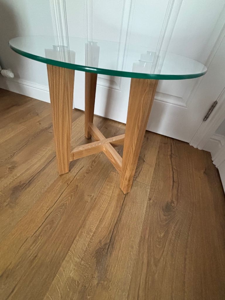 Oak and glass side table - as new!