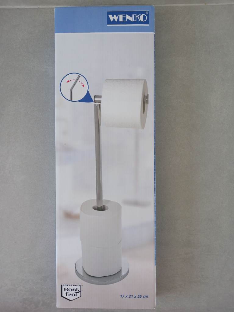 Toilet roll holder, stainless steel, free-standing, brand new 