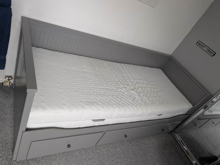 Grey IKEA Hemnes Day Bed with Mattresses