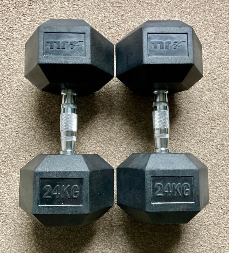 Pair of 24kg Hex Dumbbellls. 