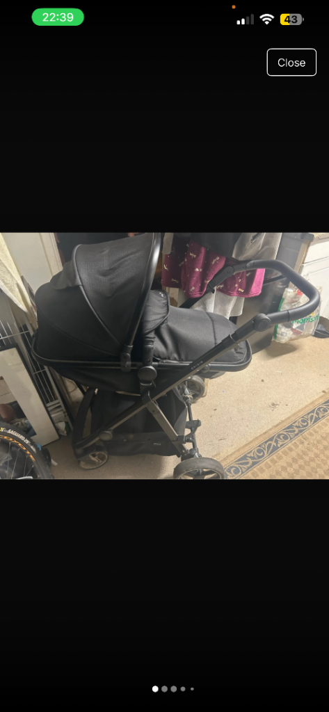 Black origin Pram / Stroller Travel System